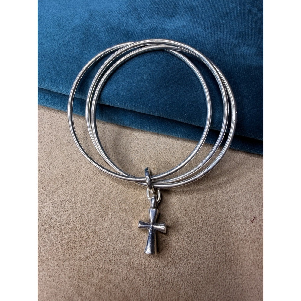 Retired James Avery 3 Bangle With Cross Pendant Bracelets.